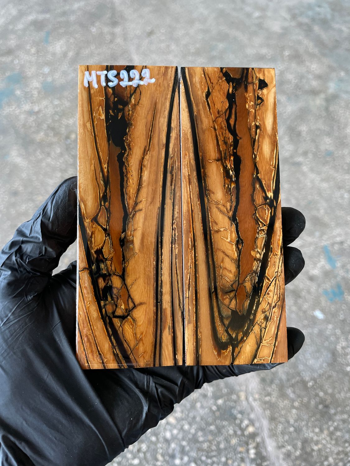 stabilized mammoth tusk knife scales pair fossil handle material MTS222