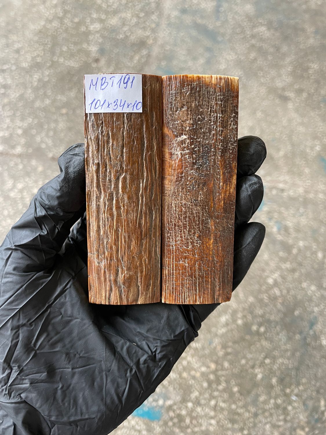 mammoth bark scales pair for knife handle MBT191