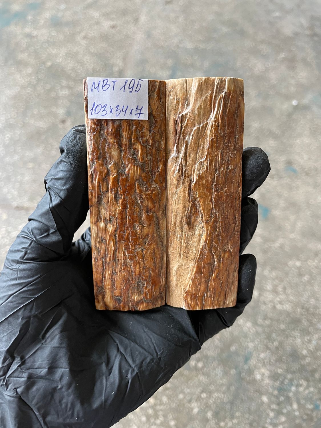 mammoth bark scales pair for knife handle MBT195