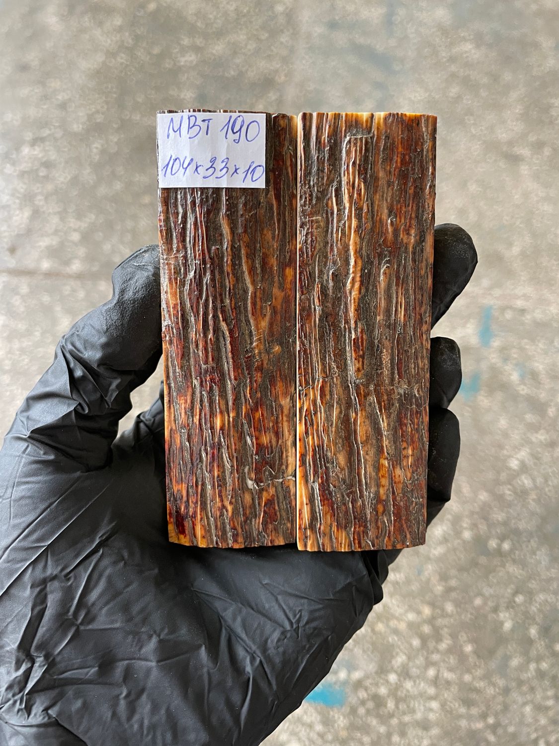 mammoth bark scales pair for knife handle MBT190