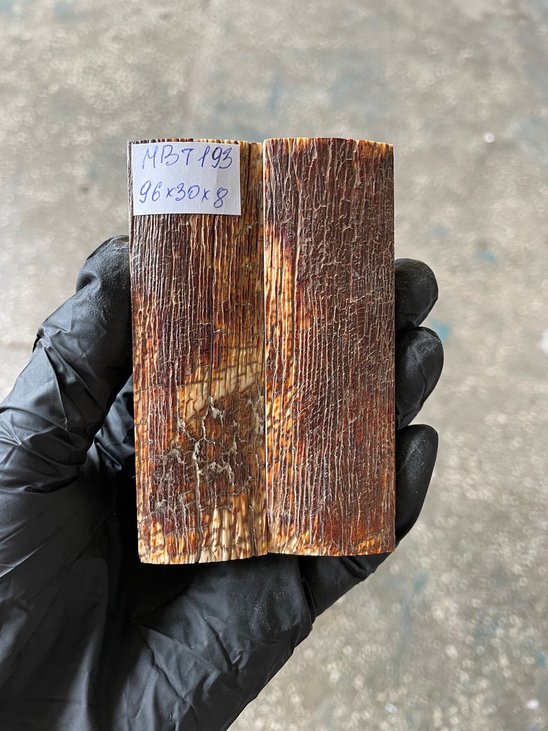mammoth bark scales pair for knife handle MBT193