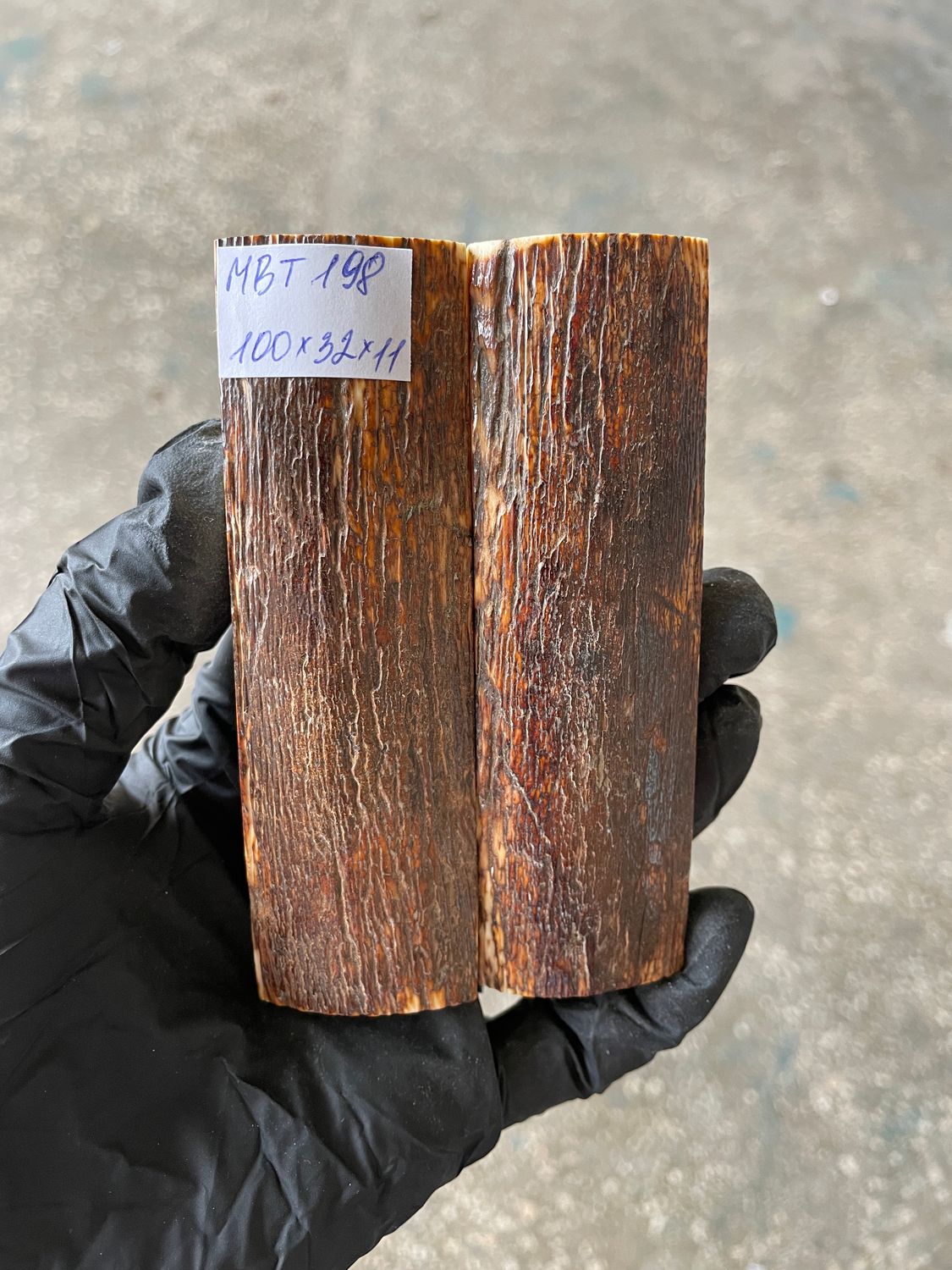 mammoth bark scales pair for knife handle MBT198