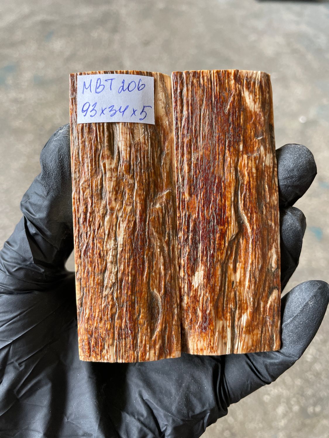 mammoth bark scales pair for knife handle MBT206