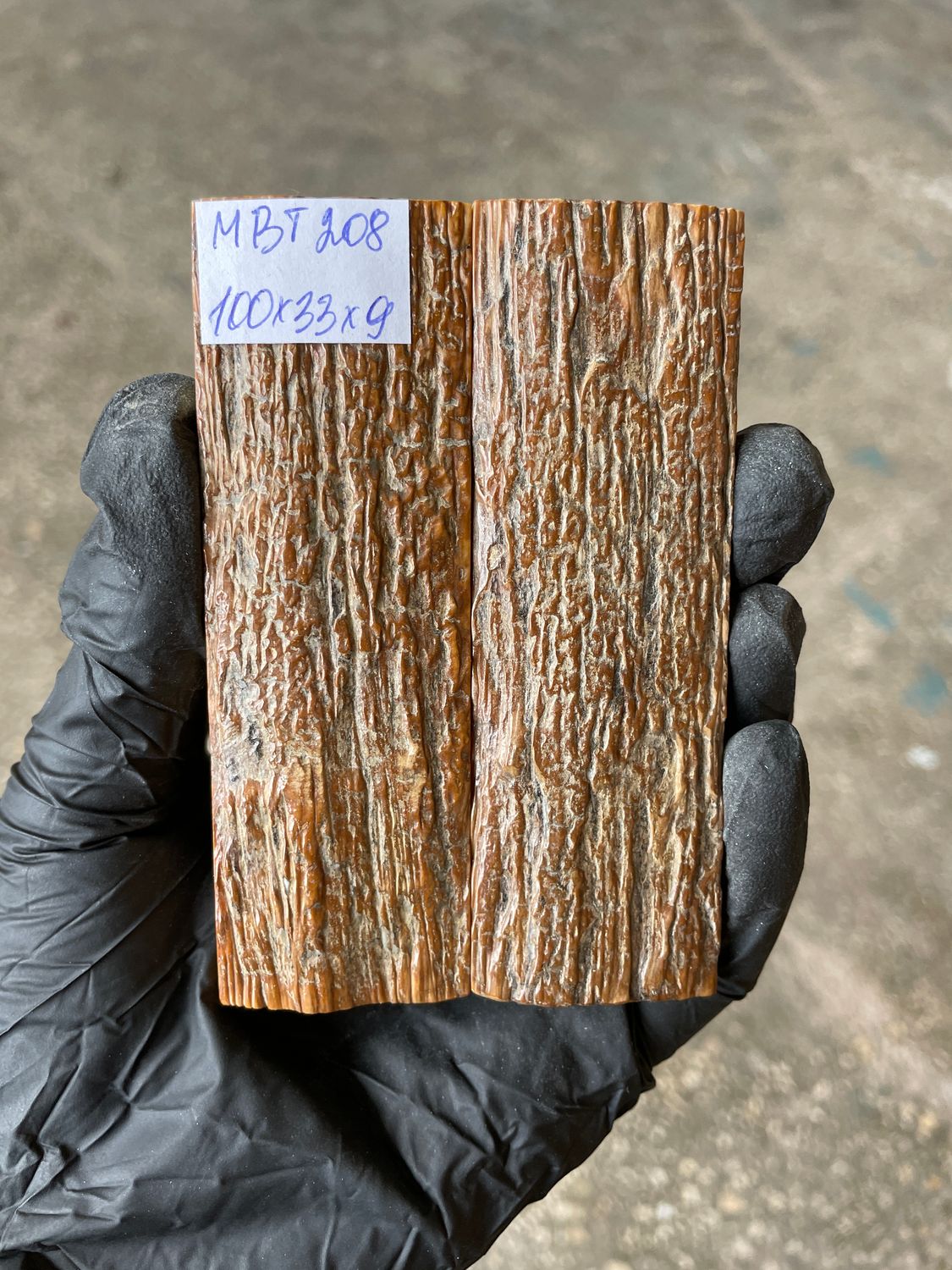 mammoth bark scales pair for knife handle MBT208