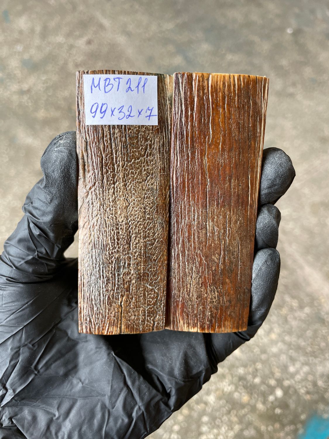 mammoth bark scales pair for knife handle MBT211