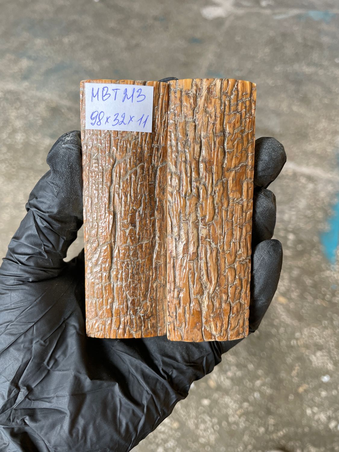 mammoth bark scales pair for knife handle MBT213