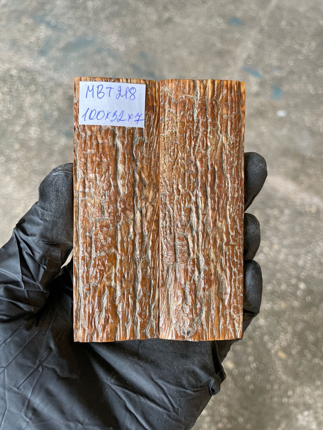 mammoth bark scales pair for knife handle MBT218
