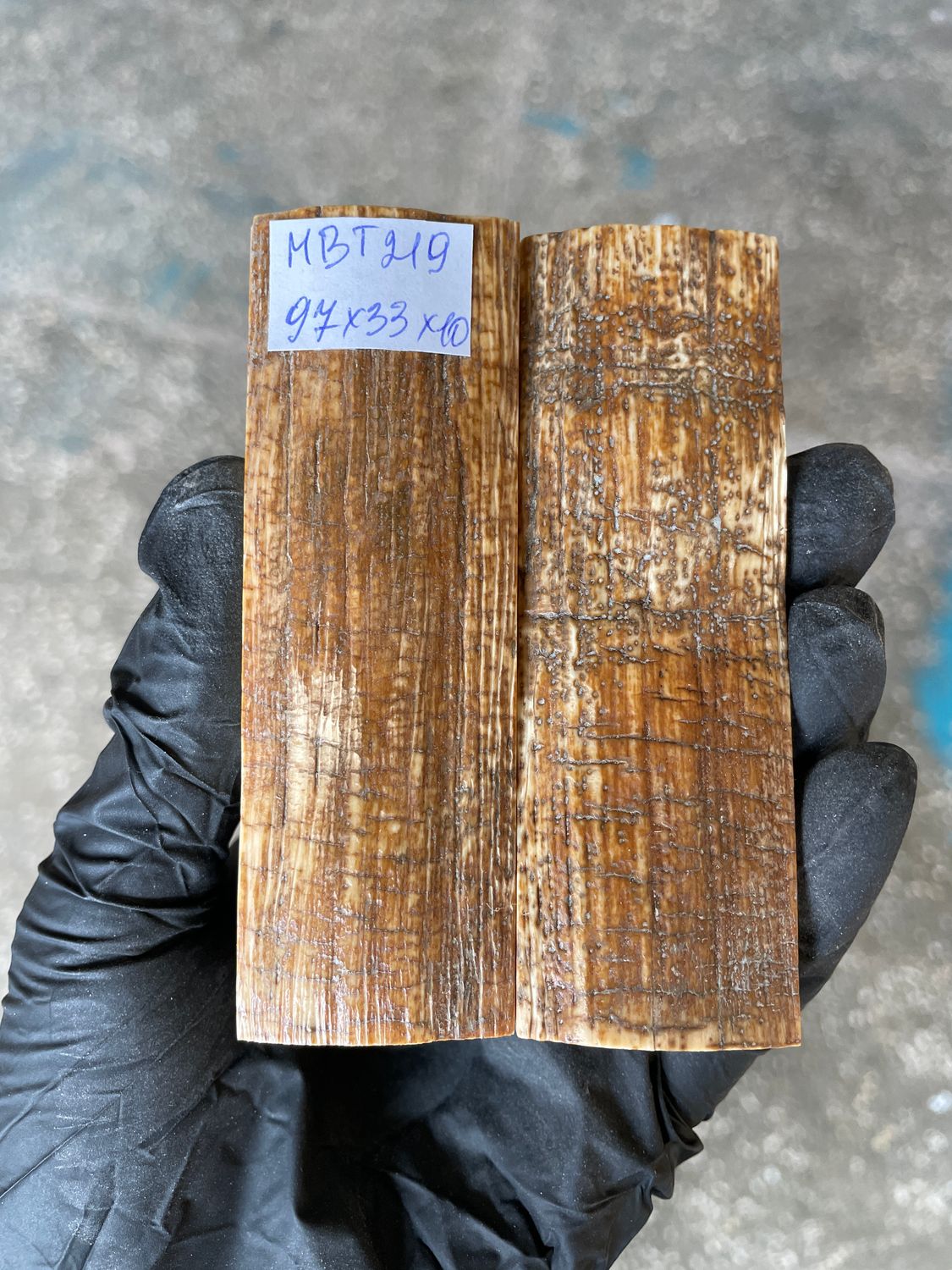 
mammoth bark scales pair for knife handle MBT219