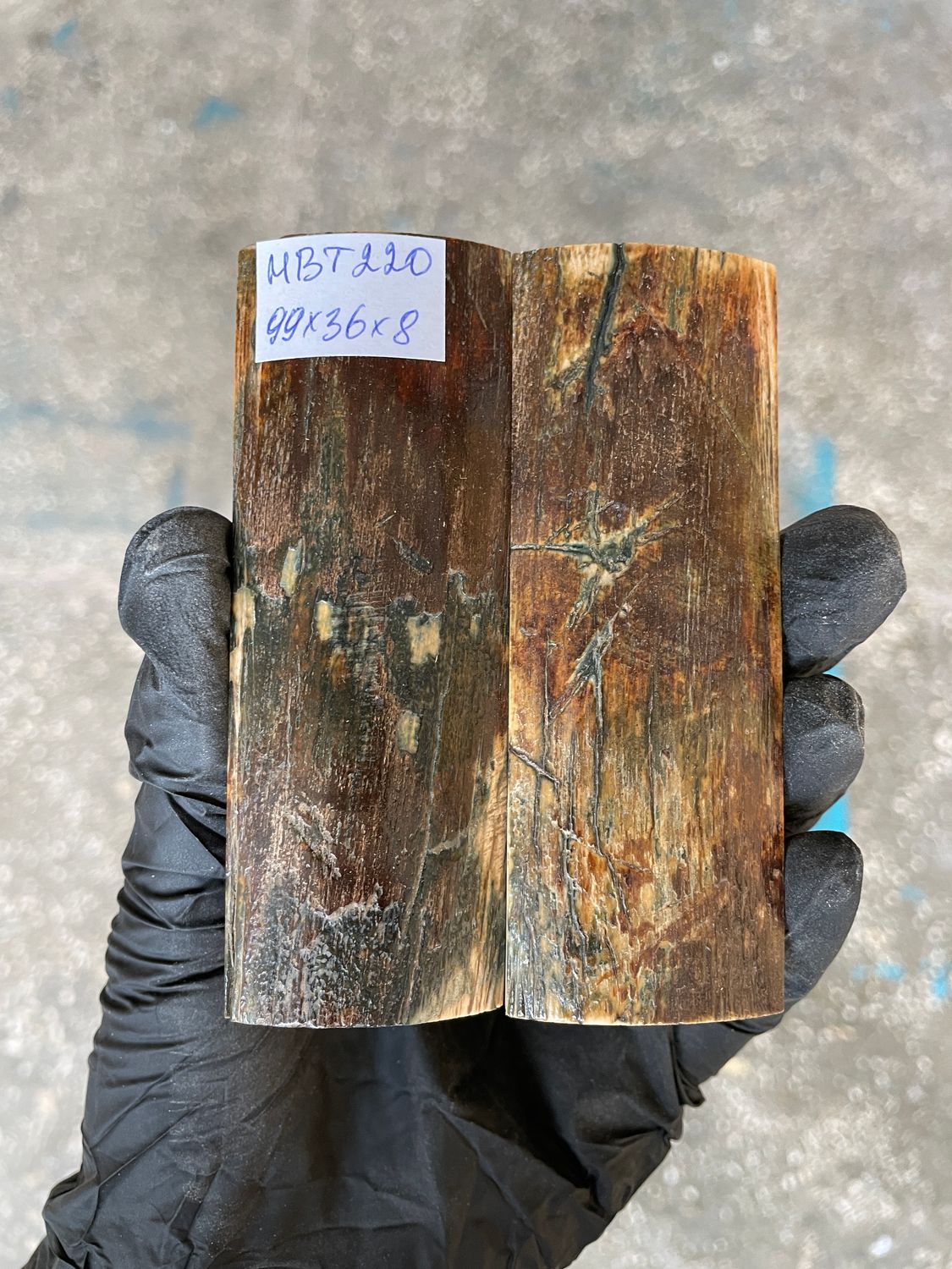 mammoth bark scales pair for knife handle MBT220