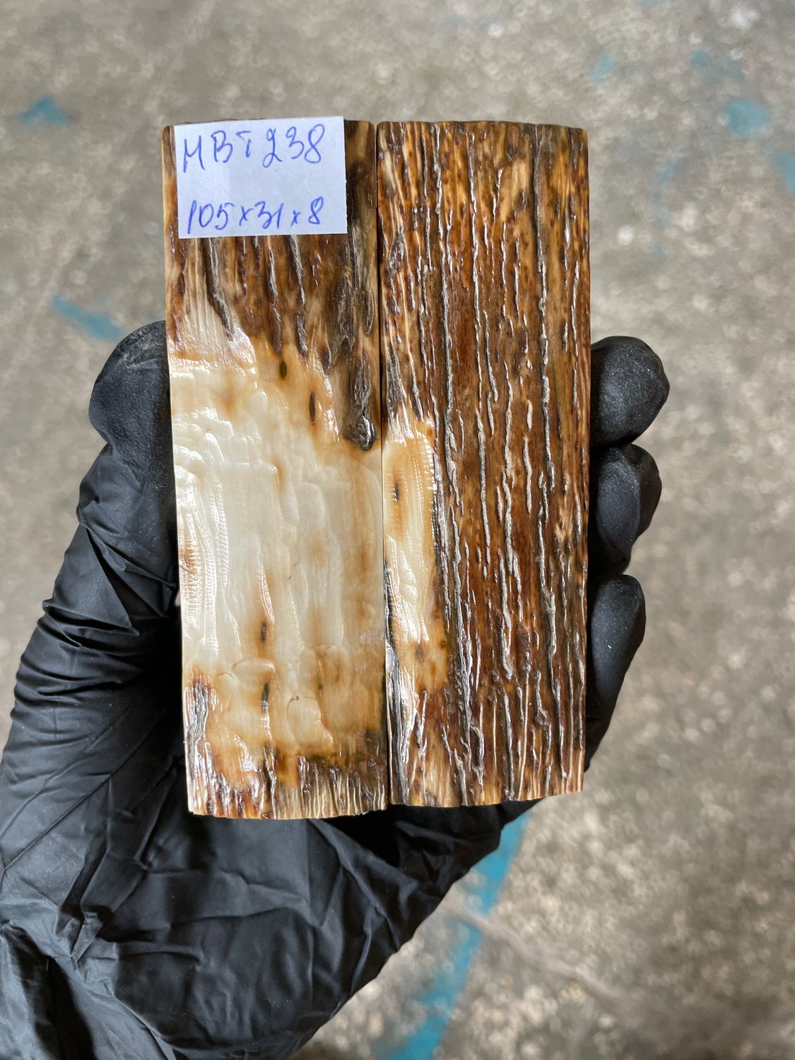 mammoth bark scales pair for knife handle MBT238