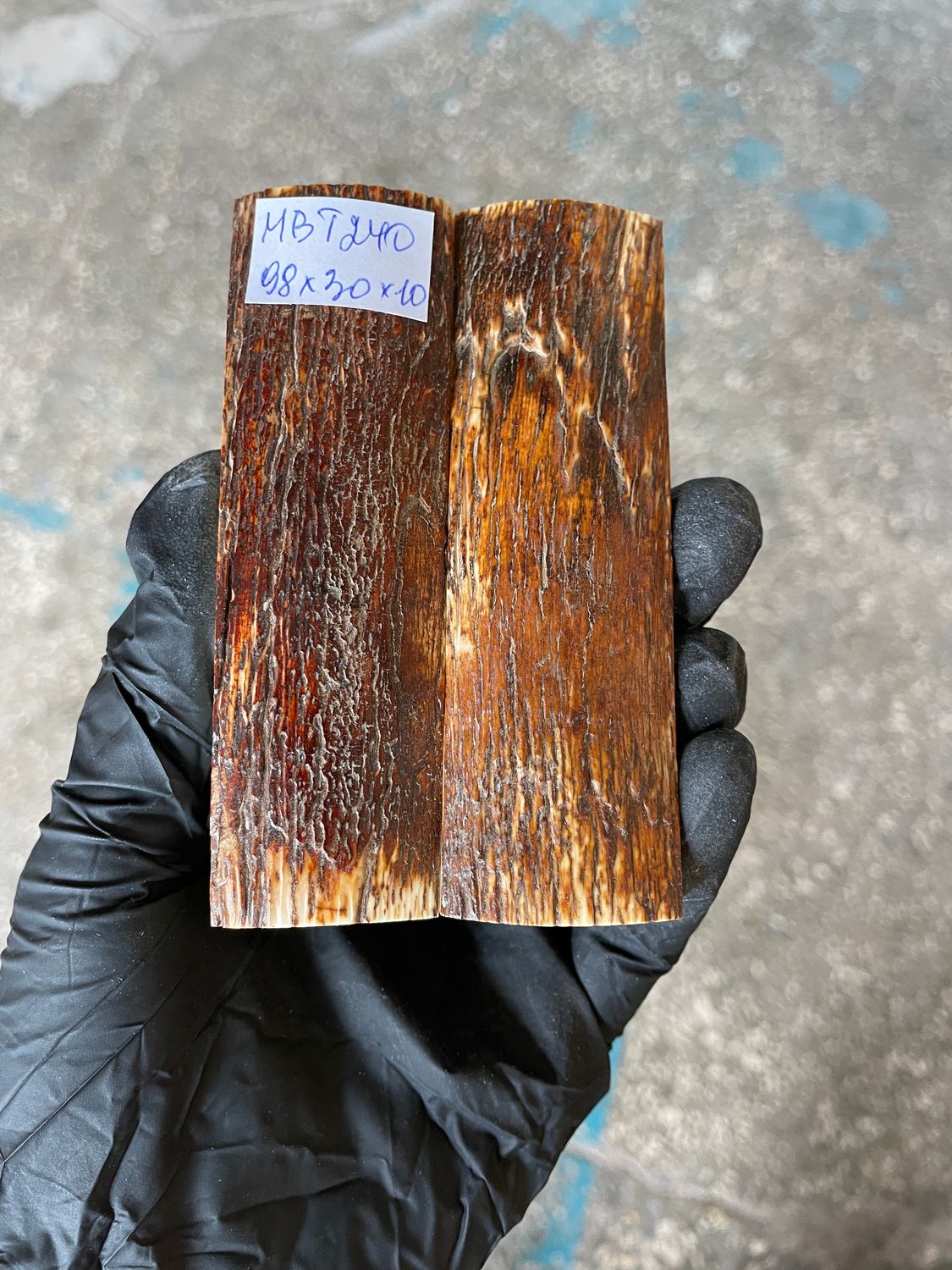 mammoth bark scales pair for knife handle MBT240