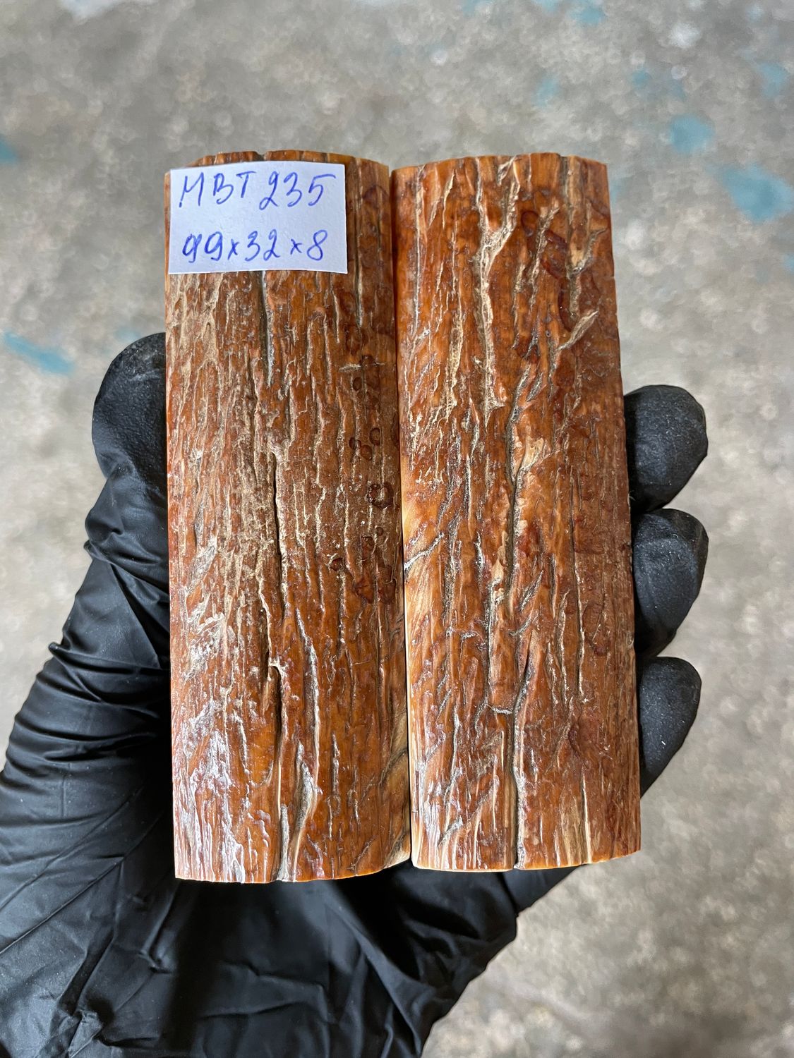mammoth bark scales pair for knife handle MBT235