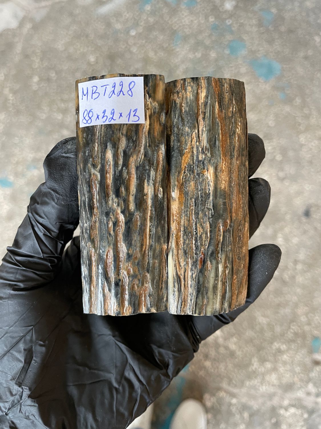 mammoth bark scales pair for knife handle MBT228