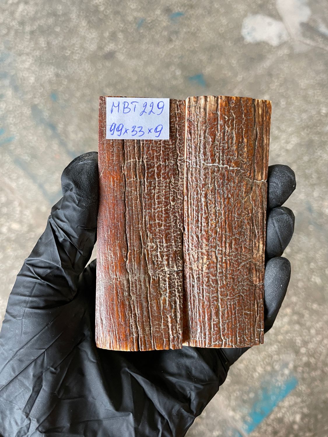 mammoth bark scales pair for knife handle MBT229