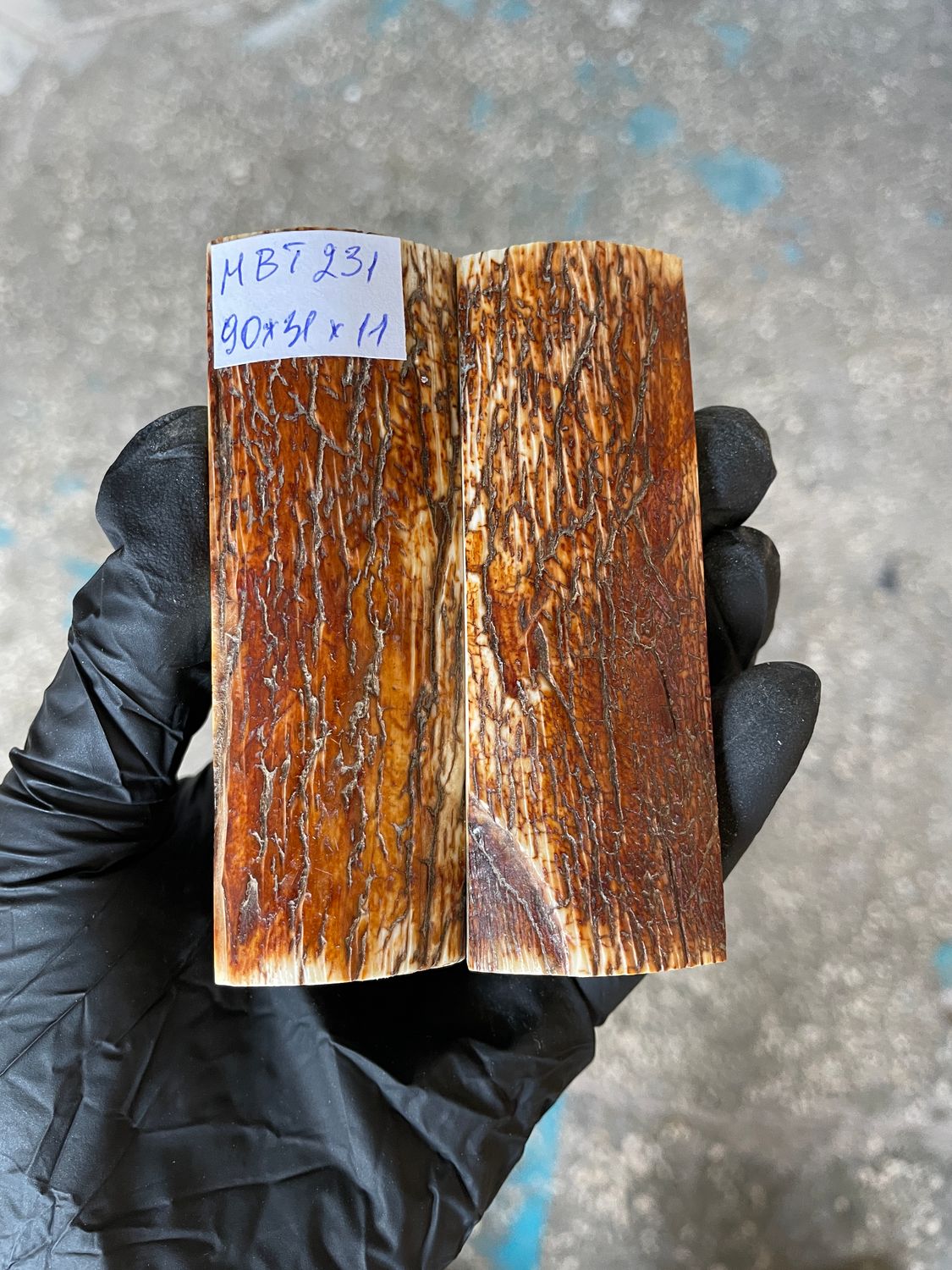 mammoth bark scales pair for knife handle MBT231