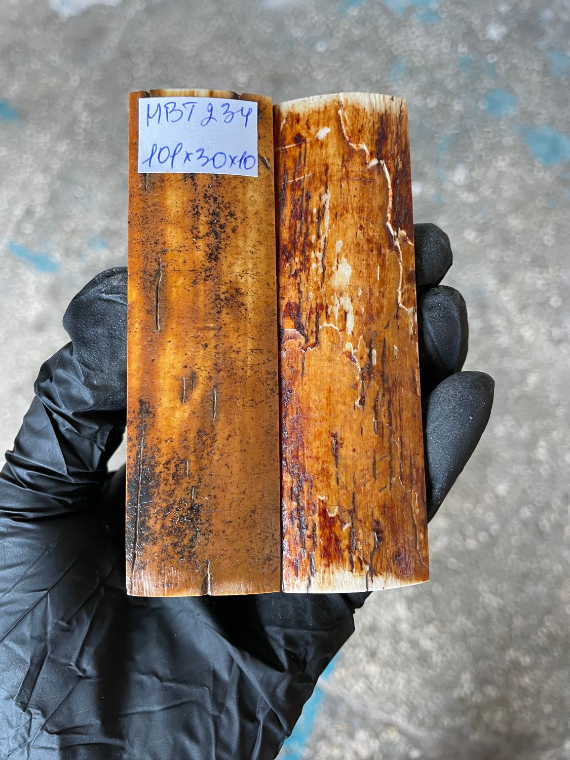 mammoth bark scales pair for knife handle MBT234