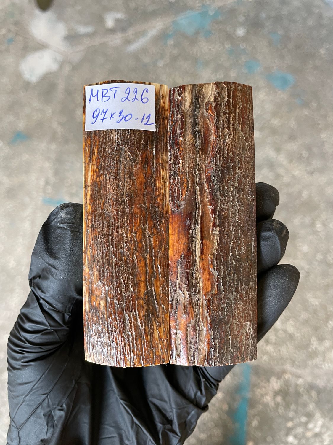 mammoth bark scales pair for knife handle MBT226
