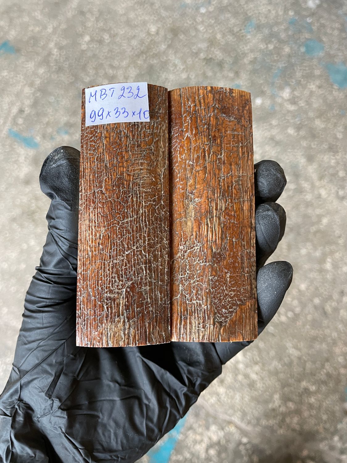 mammoth bark scales pair for knife handle MBT232