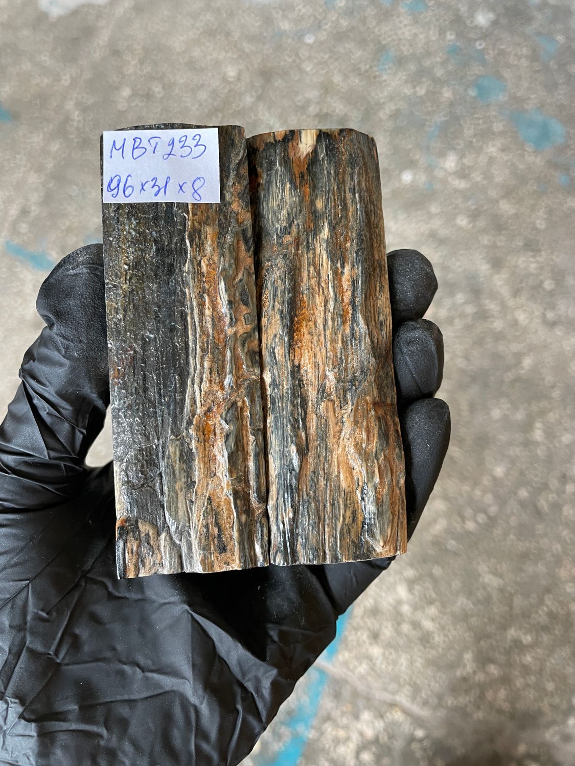 mammoth bark scales pair for knife handle MBT233