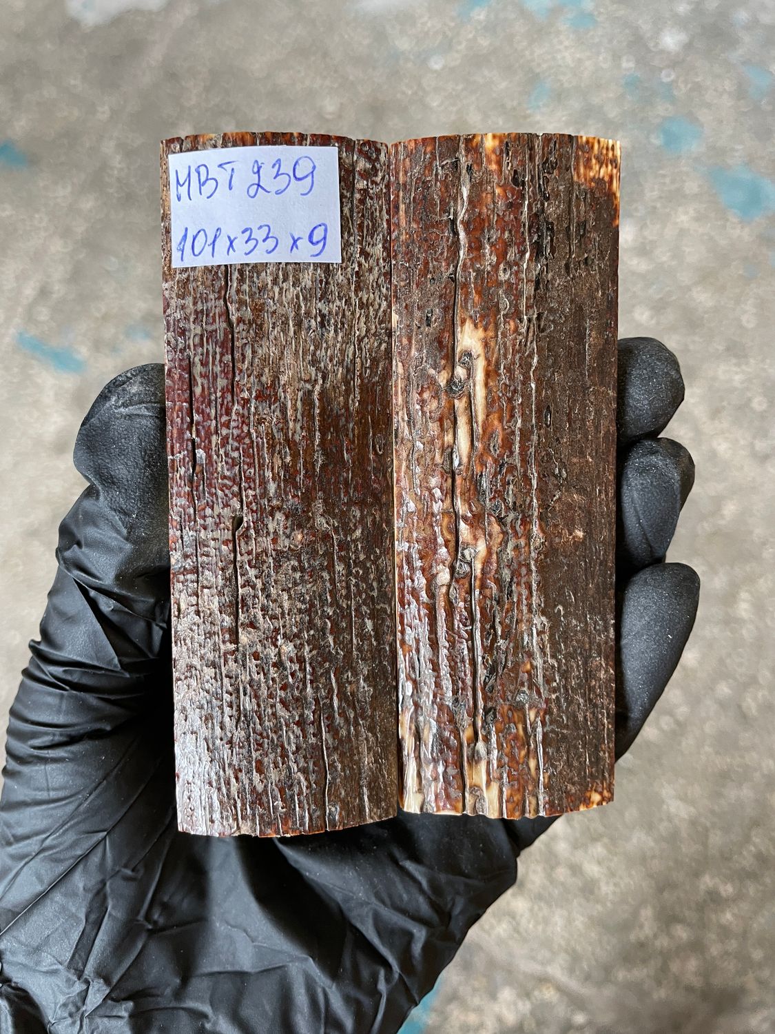 mammoth bark scales pair for knife handle MBT239