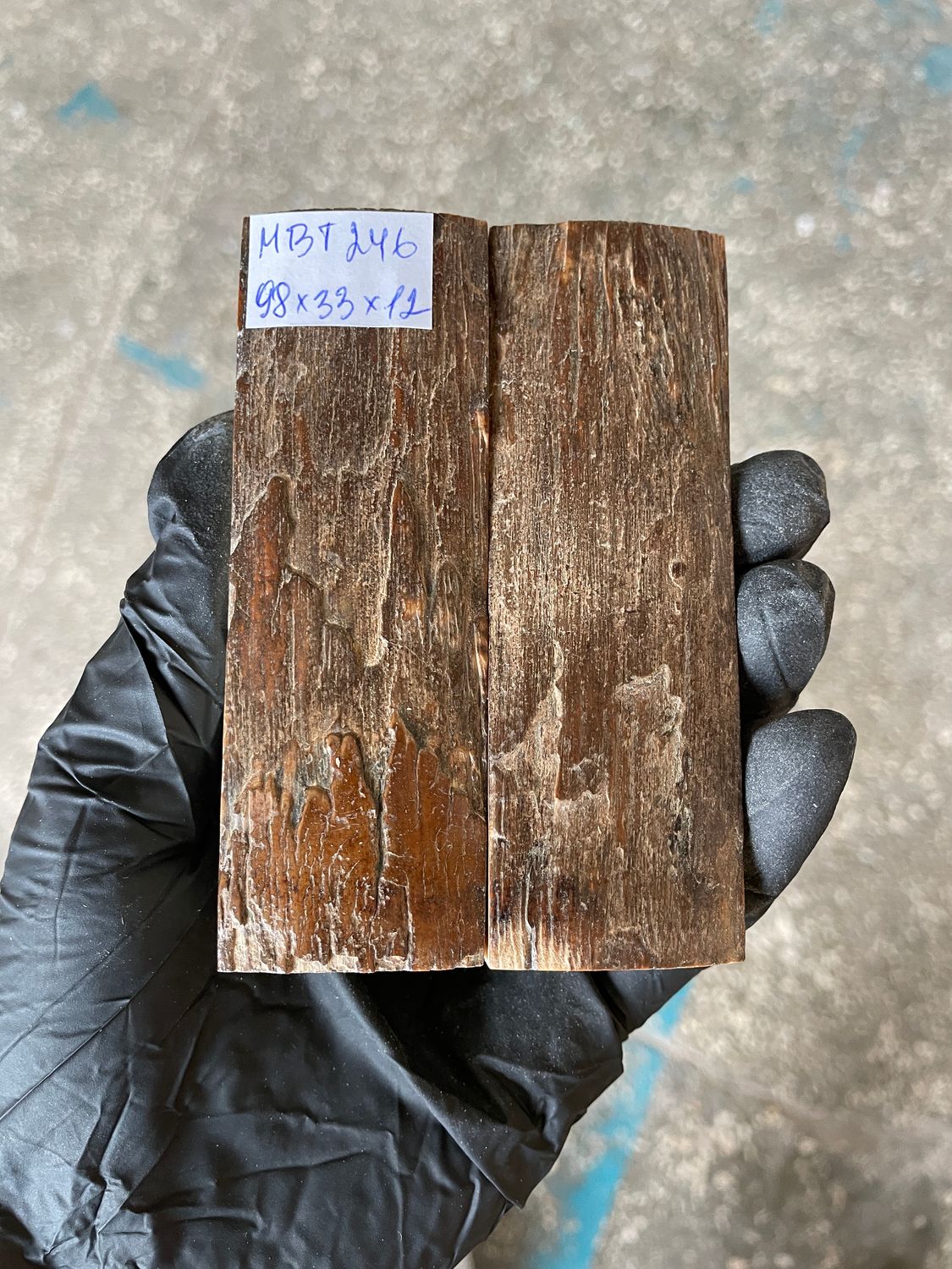 mammoth bark scales pair for knife handle MBT246