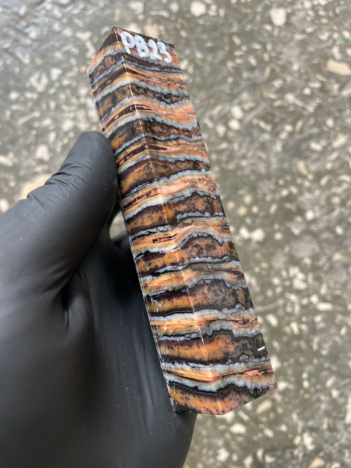 Stabilized mammoth tooth pen blank with unique fossil pattern – premium material for pen turning PB23