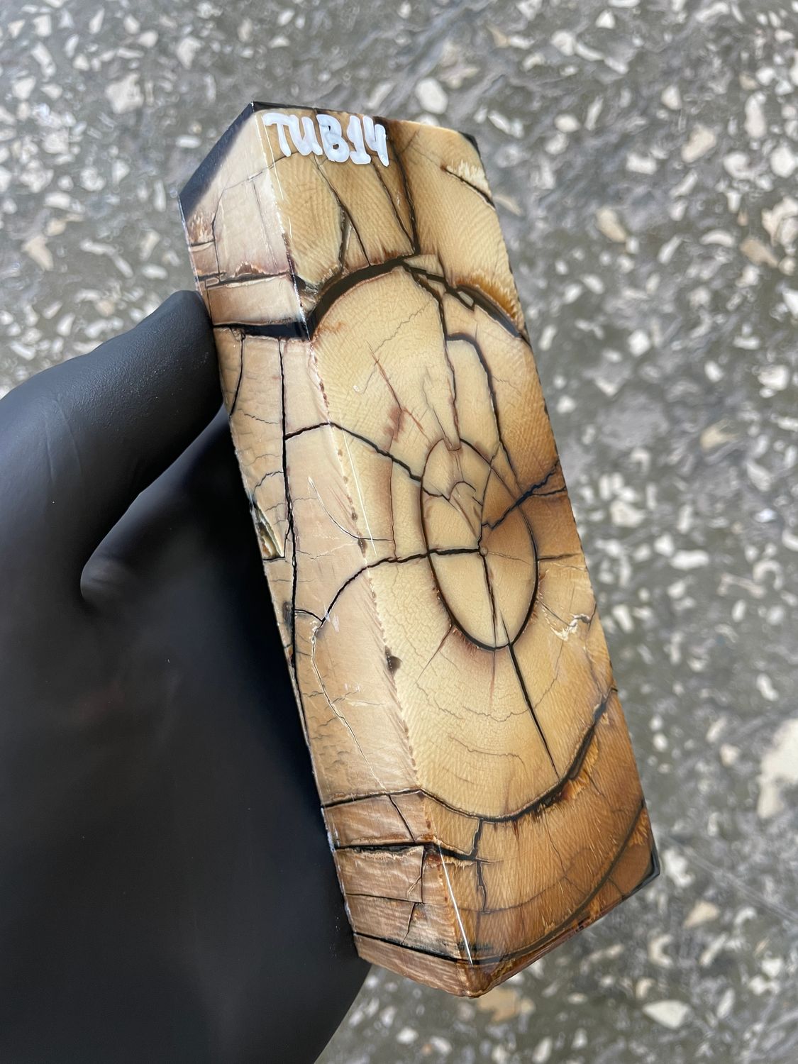 stabilized mammoth tusk block fossil material for knifemaking custom handle TUB14
