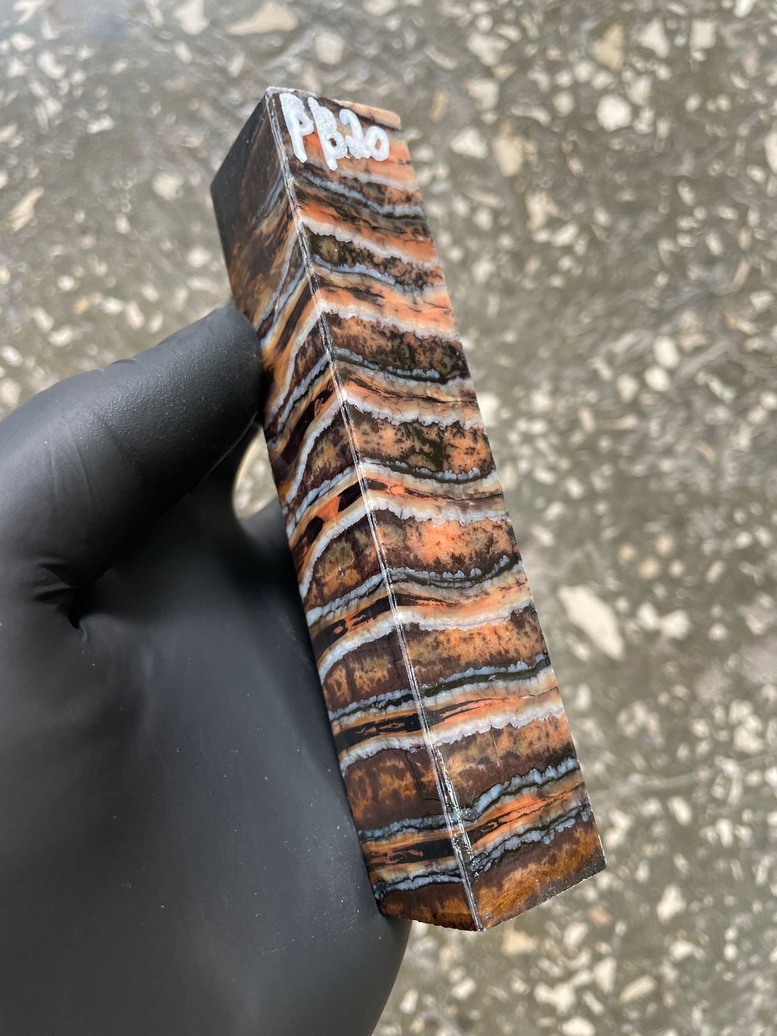 Stabilized mammoth tooth pen blank with unique fossil pattern – premium material for pen turning PB20