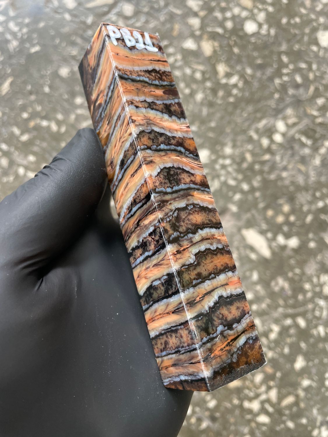Stabilized mammoth tooth pen blank with unique fossil pattern – premium material for pen turning PB21