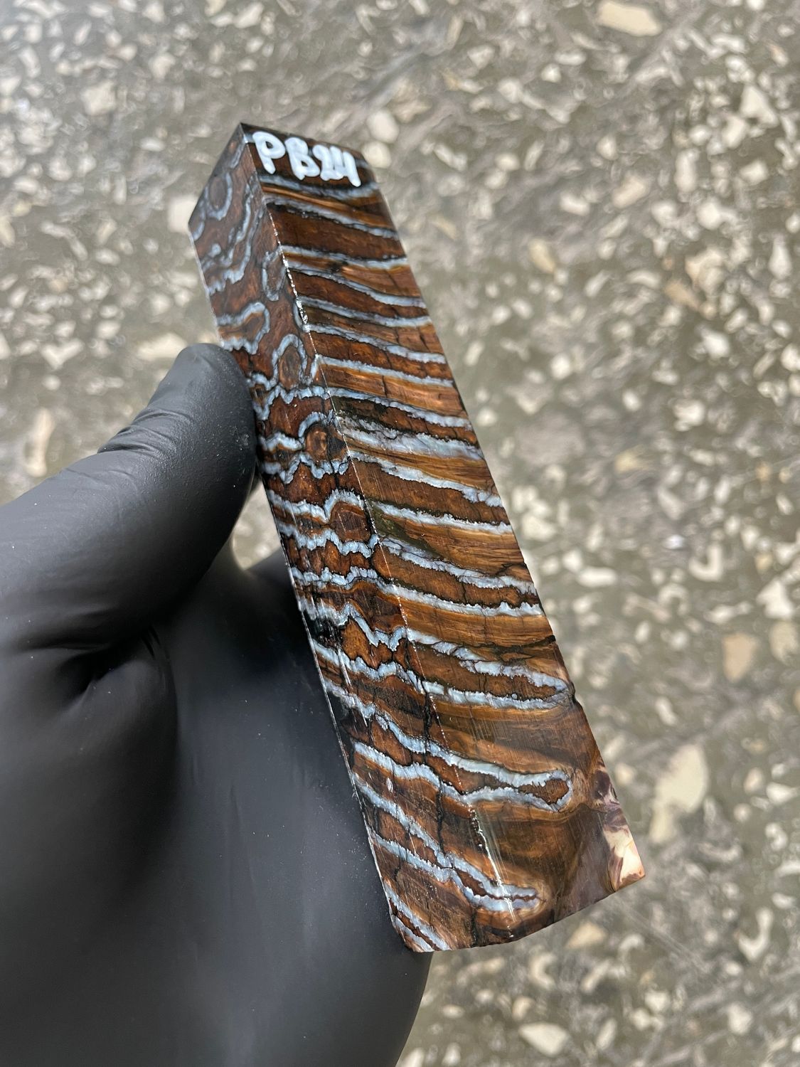 Stabilized mammoth tooth pen blank with unique fossil pattern – premium material for pen turning PB24