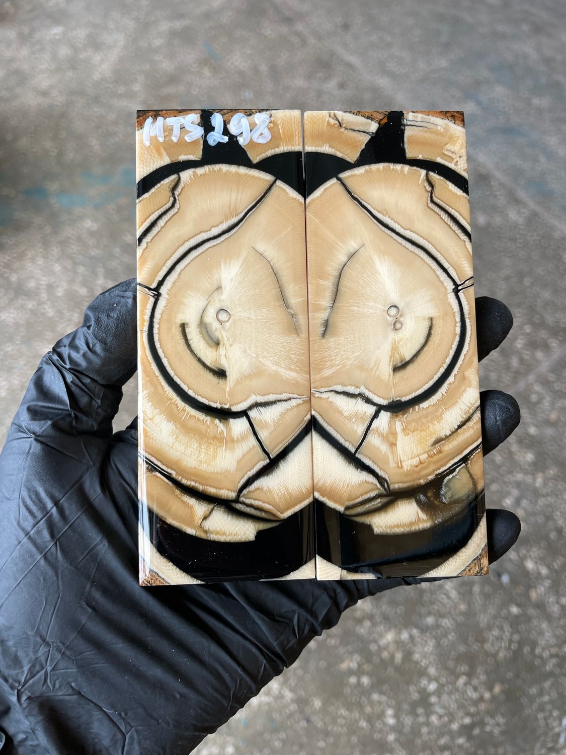 Mammoth Tusk Knife Scales Pair – Stabilized Fossil Handle Material for Knifemaking 5.15×1.85×0.39 inch MTS298