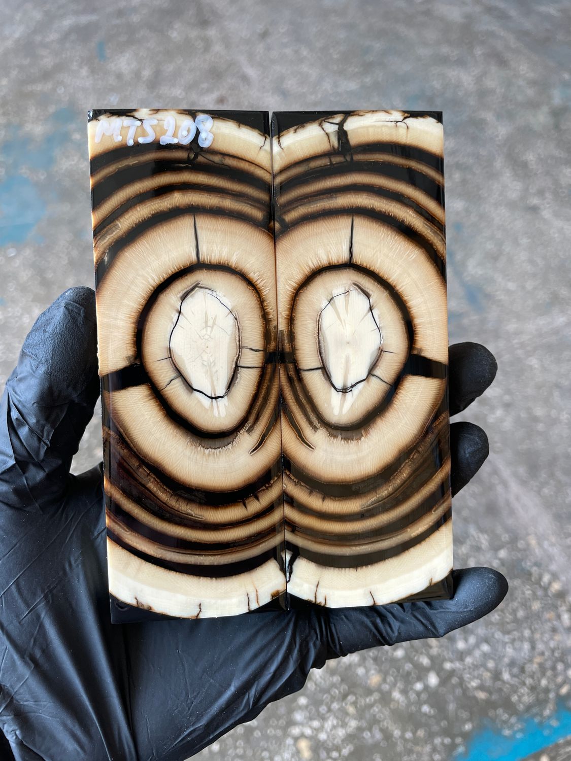 Mammoth Tusk Knife Scales Pair – Stabilized Fossil Handle Material for Knifemaking 5.35×1.88×0.47 inch MTS208