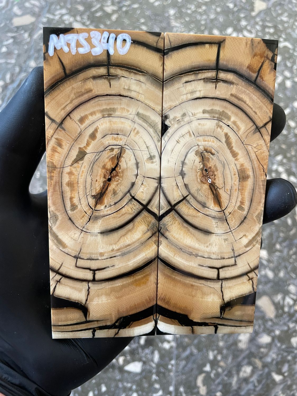 Mammoth Tusk Knife Scales Pair – Stabilized Fossil Handle Material for Knifemaking 5.07×1.81×0.39 inch MTS340
