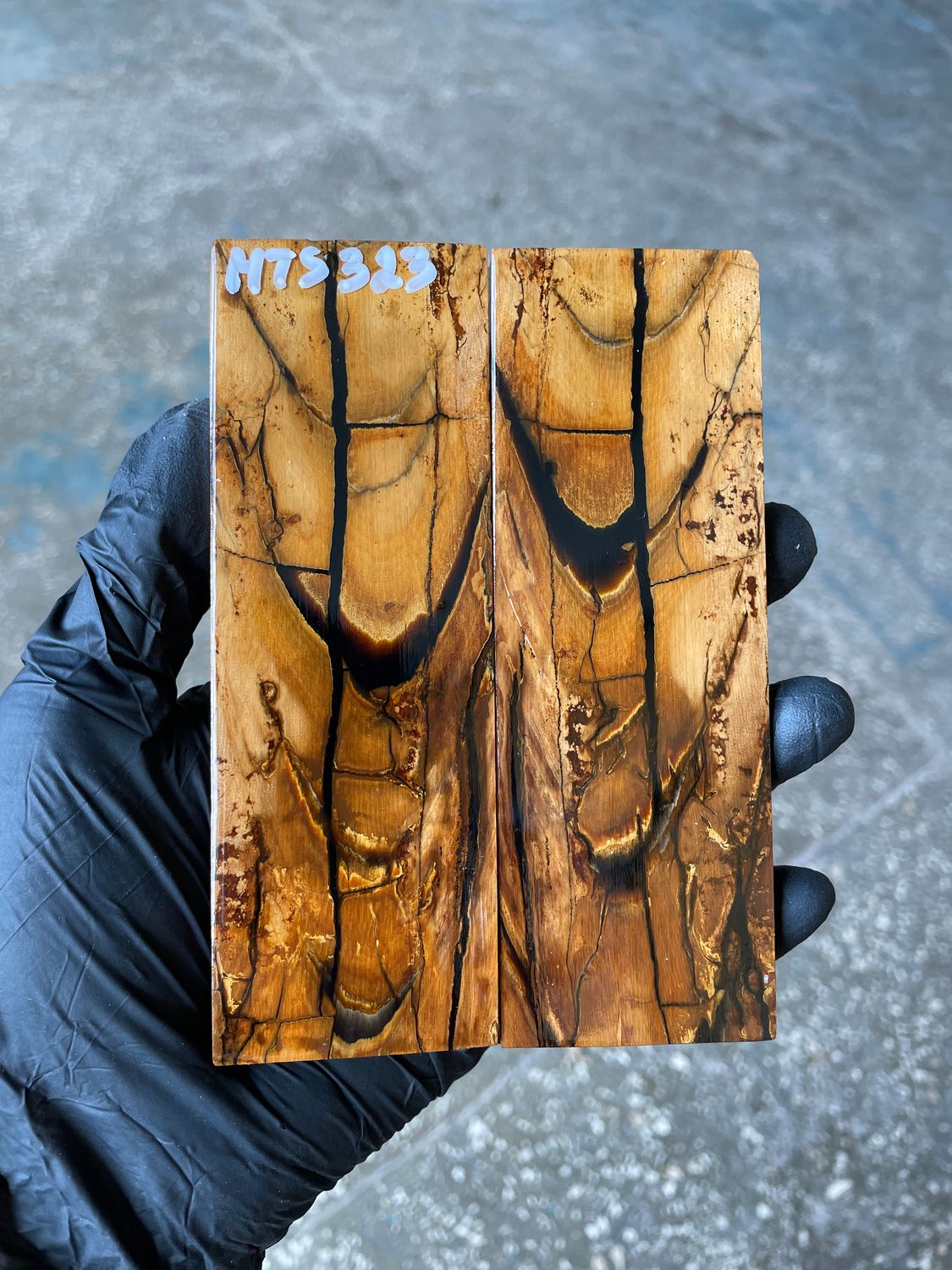 Mammoth Tusk Knife Scales Pair – Stabilized Fossil Handle Material for Knifemaking 5.31×1.81×0.35 inch MTS323