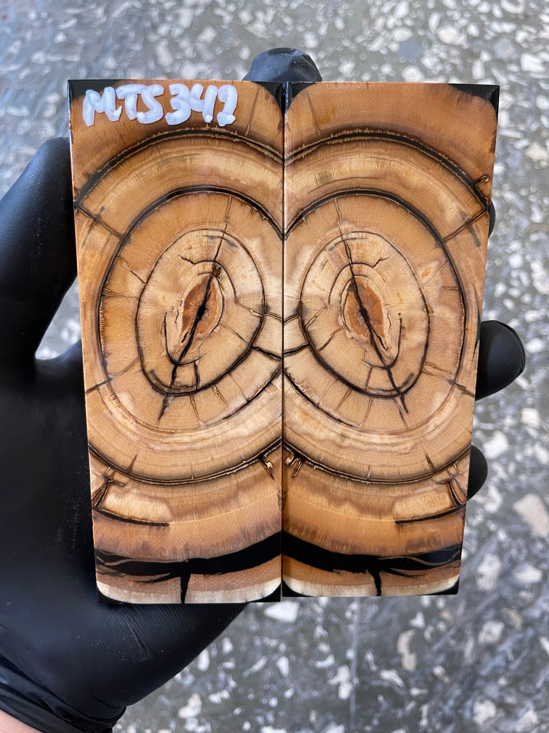 Mammoth Tusk Knife Scales Pair – Stabilized Fossil Handle Material for Knifemaking 4.84×1.88×0.43 inch MTS342