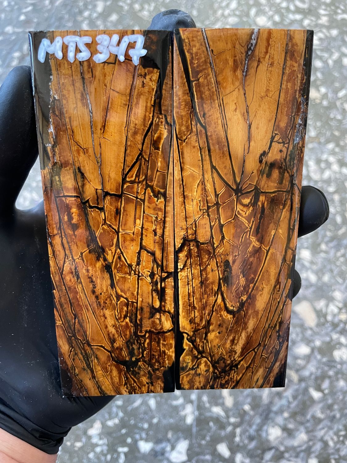Mammoth Tusk Knife Scales Pair – Stabilized Fossil Handle Material for Knifemaking 5.27×1.77×0.31 inch MTS347