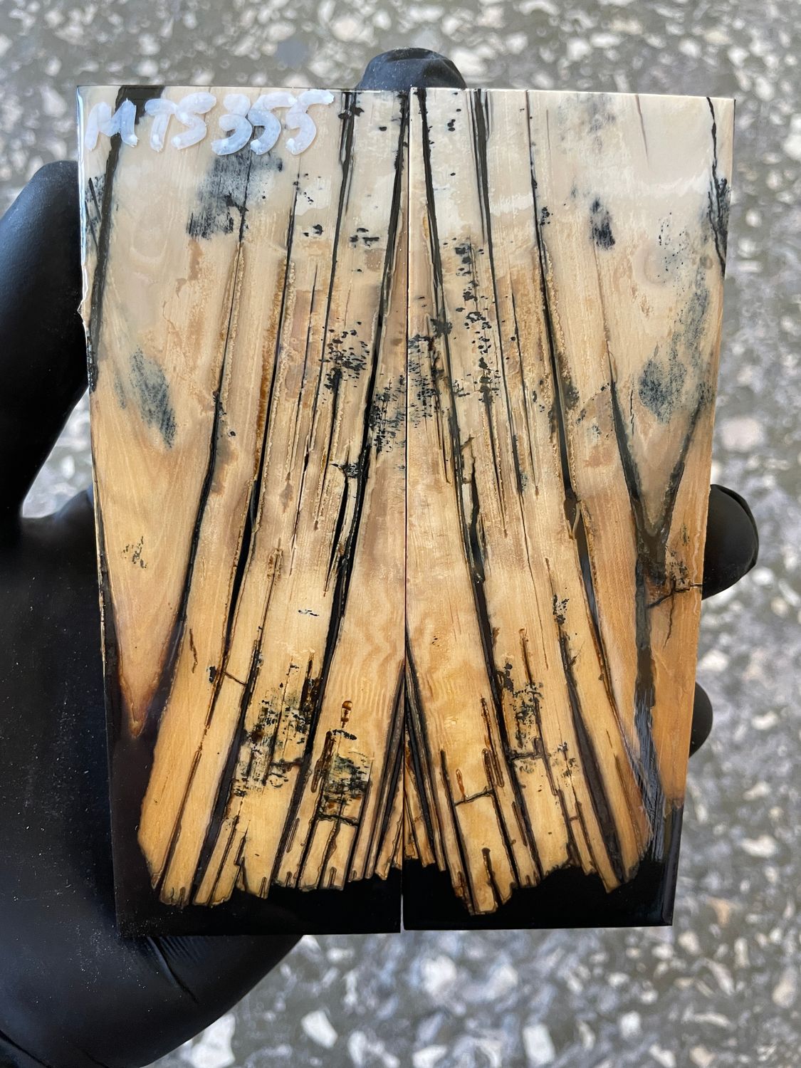 Mammoth Tusk Knife Scales Pair – Stabilized Fossil Handle Material for Knifemaking 5.0×1.77×0.39 inch MTS355