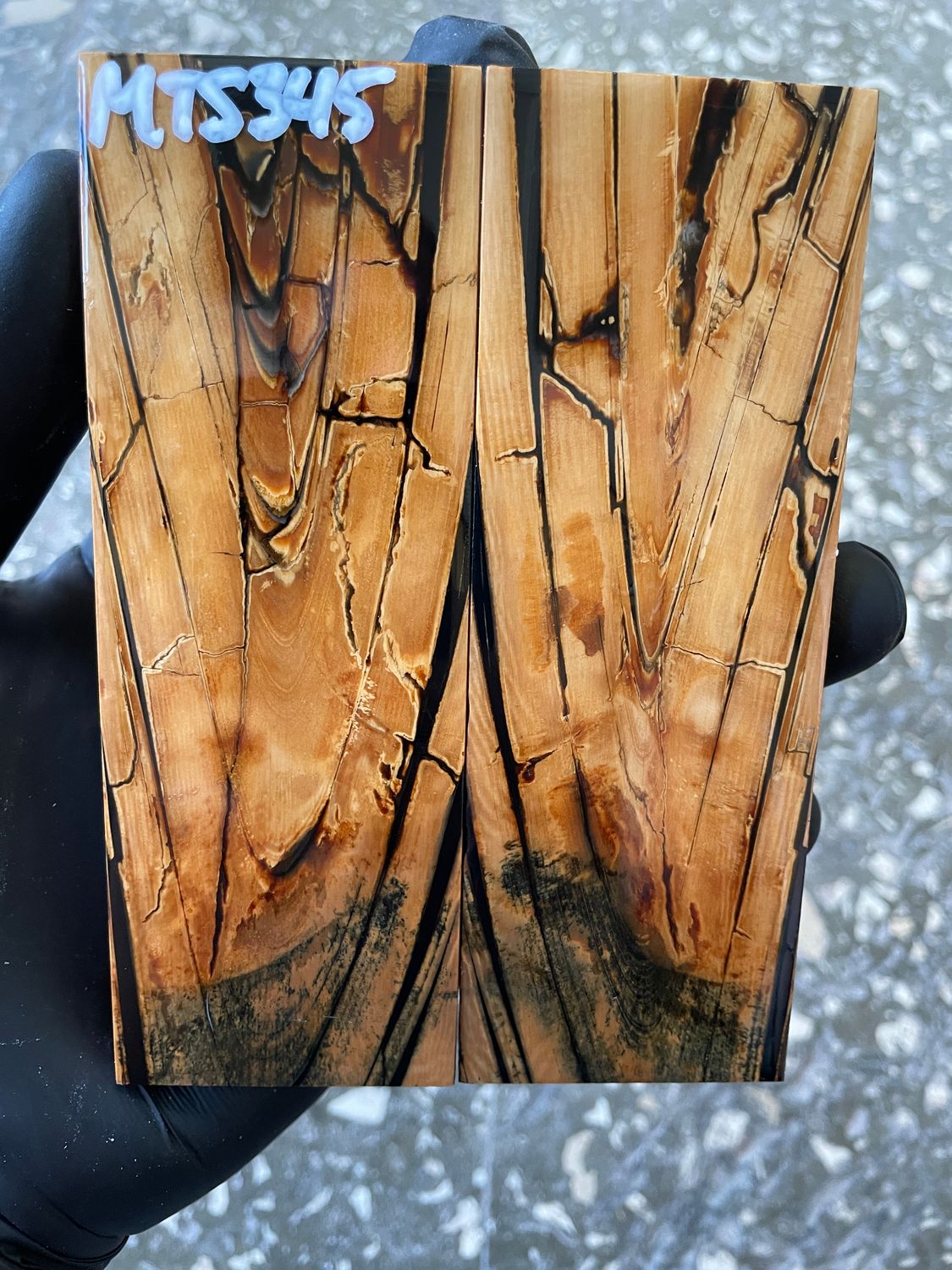 Mammoth Tusk Knife Scales Pair – Stabilized Fossil Handle Material for Knifemaking 5.0×1.77×0.39 inch MTS345