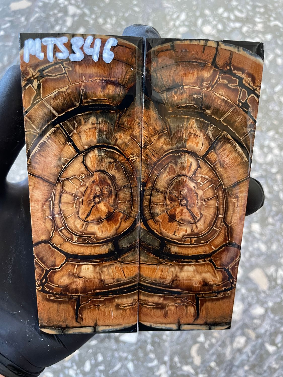 Mammoth Tusk Knife Scales Pair – Stabilized Fossil Handle Material for Knifemaking 5.15×1.81×0.43 inch MTS346