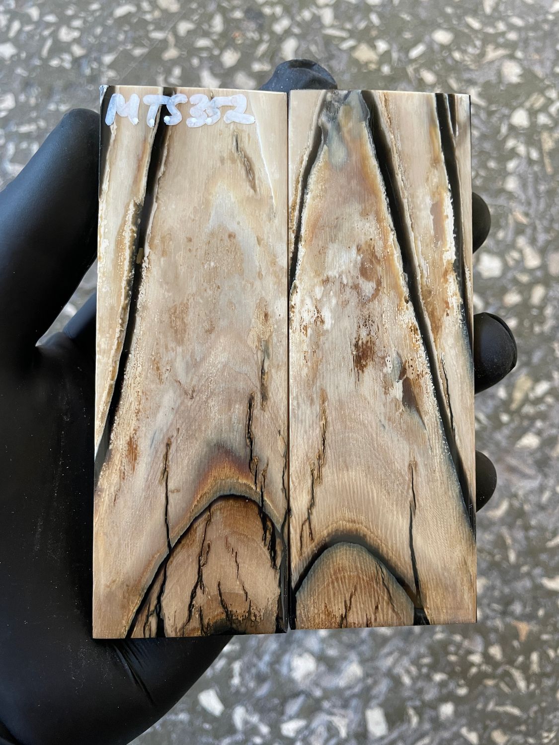 Mammoth Tusk Knife Scales Pair – Stabilized Fossil Handle Material for Knifemaking 4.72×1.61×0.39 inch MTS352