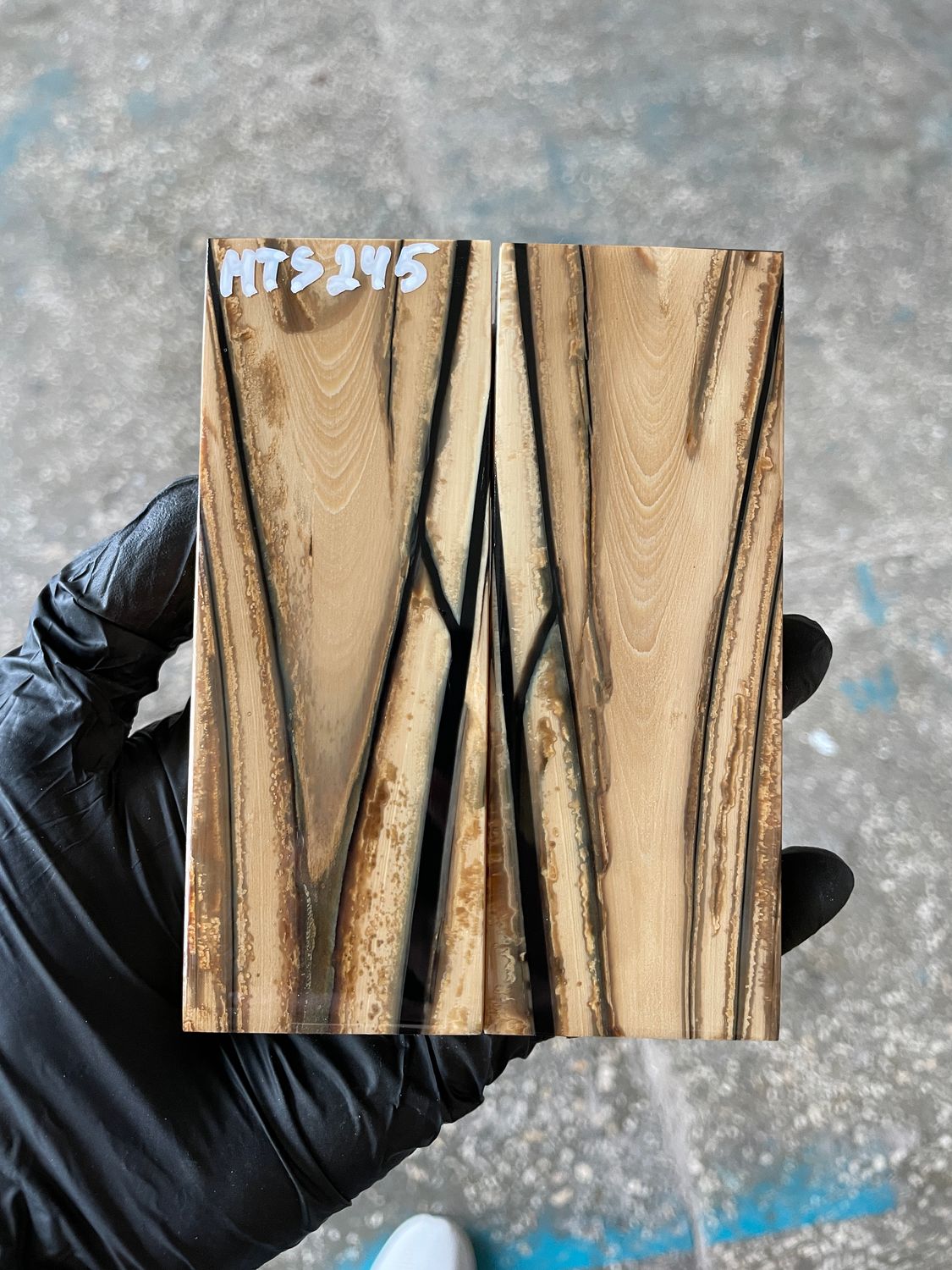 Mammoth Tusk Knife Scales Pair – Stabilized Fossil Handle Material for Knifemaking 4.96×1.85×0.39 inch MTS245