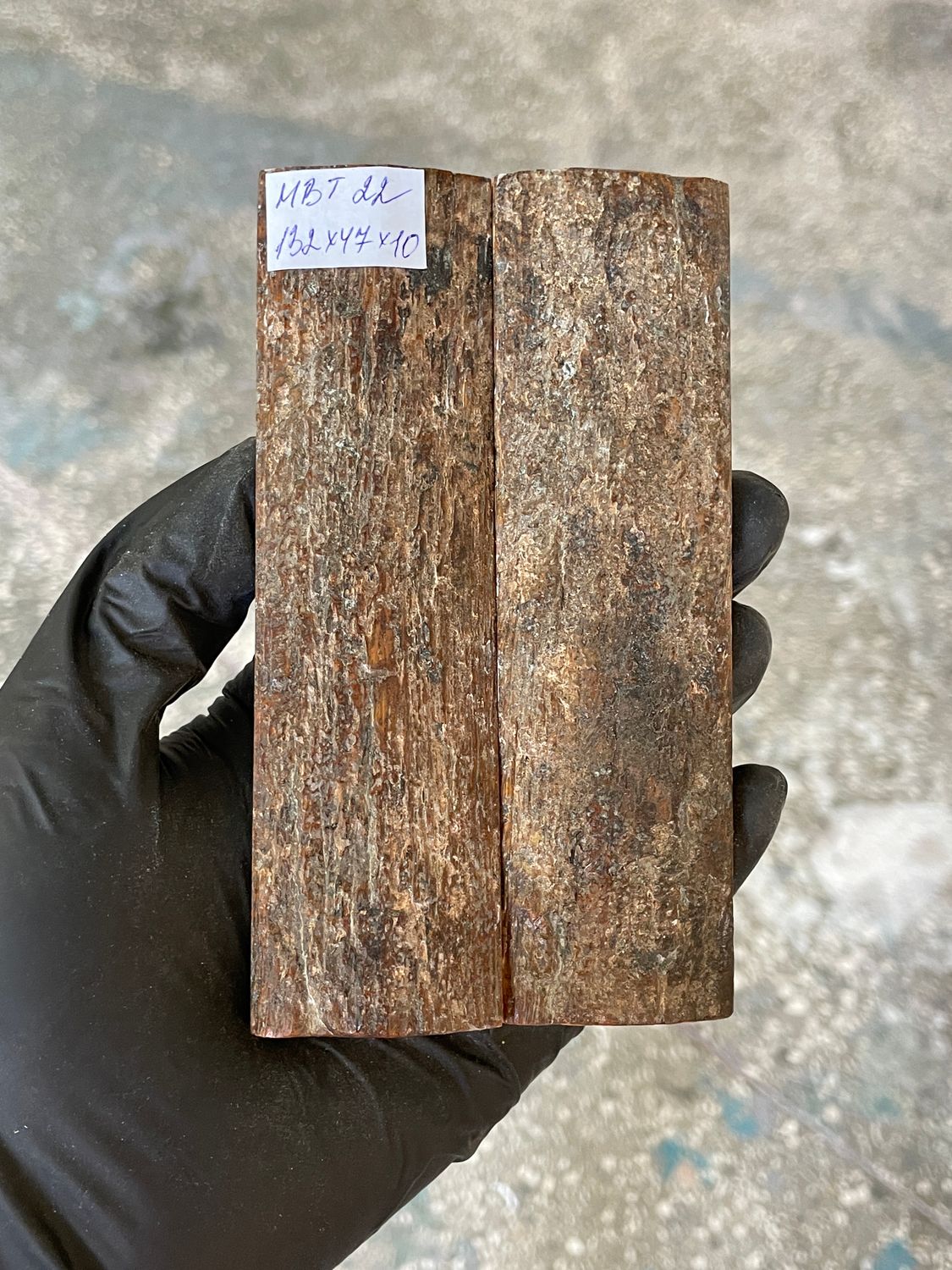 Mammoth Bark Tusk Knife Scales Fossil Pair 5.19×1.85×0.39 inch​​ MBT22