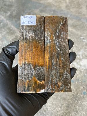 Mammoth Bark Tusk Knife Scales Fossil Pair 4.92×1.61×0.51 inch​​ MBT17