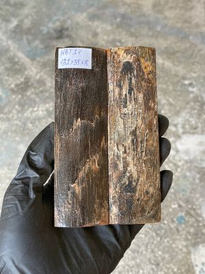 Mammoth Bark Tusk Knife Scales Fossil Pair 5.19×1.49×0.31 inch​​ MBT24