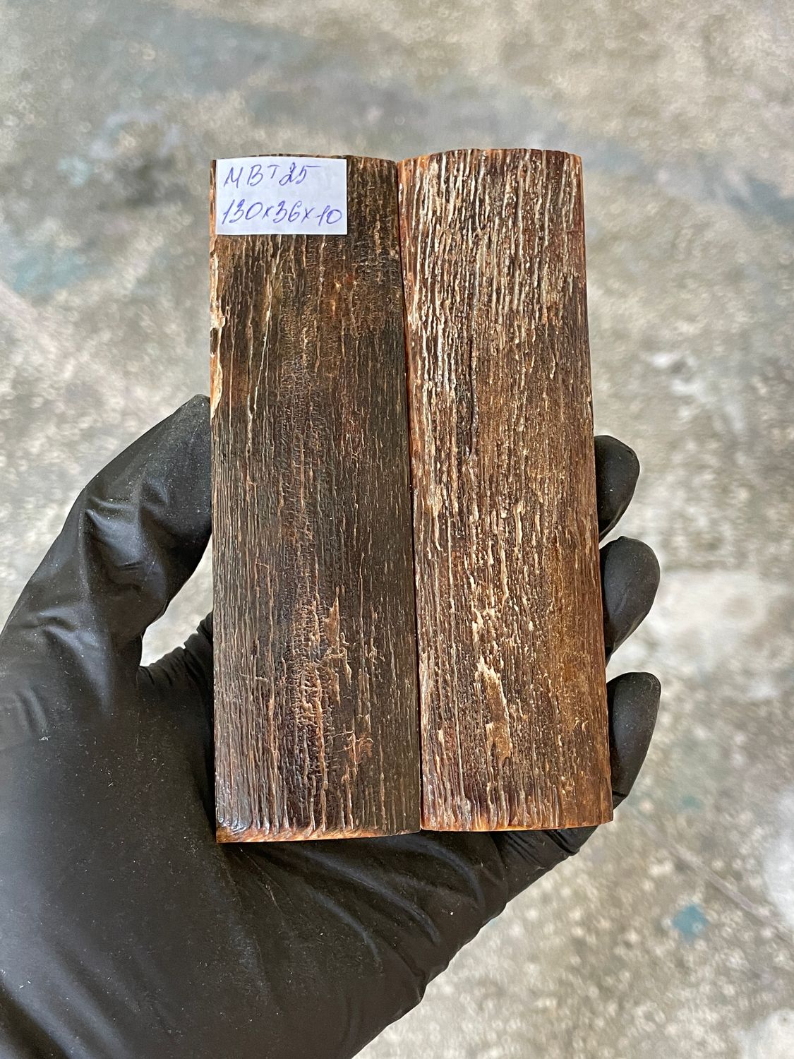 Mammoth Bark Tusk Knife Scales Fossil Pair 5.11×1.41×0.39 inch​​ MBT25