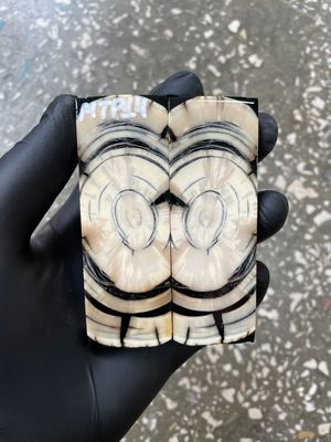 Mammoth Tusk Knife Scales Pocket Size Stabilized Pair 3.66-1.29-0.35 inch MTP14