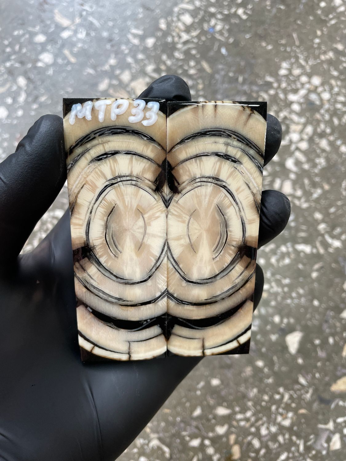 Mammoth Tusk Knife Scales Pocket Size Stabilized Pair 3.66-1.29- 0.27 inch MTP33