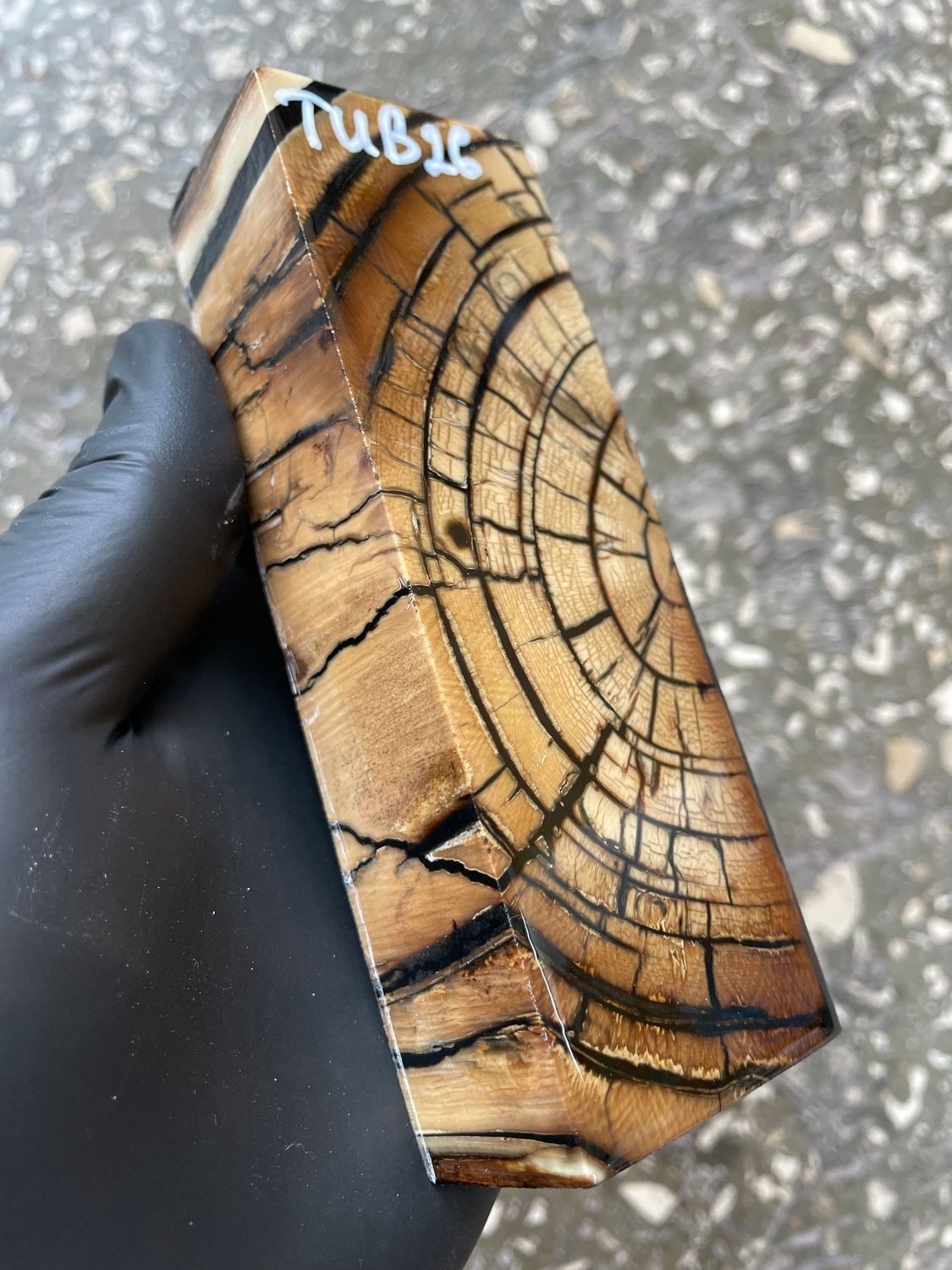 Mammoth Tusk Block Stabilized – Fossil Knife Handle Material for Custom Knives 5.27-1.77-1.18 inch TUB26