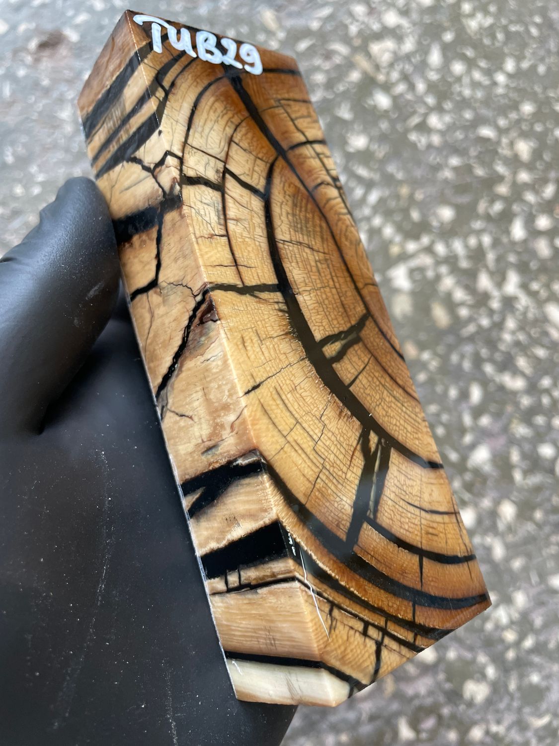 Mammoth Tusk Block Stabilized – Fossil Knife Handle Material for Custom Knives 5.23-1.77-1.10 inch TUB29
