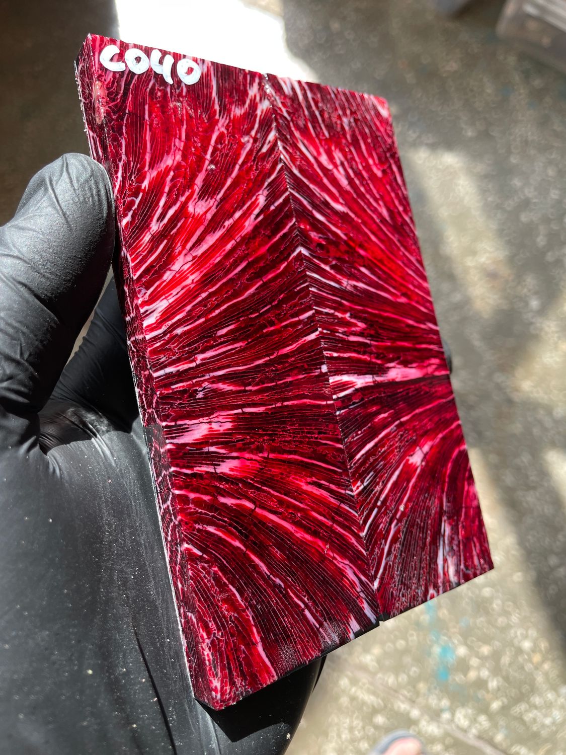 Rare coral knife handle scales stabilized with resin unique one of a kind set